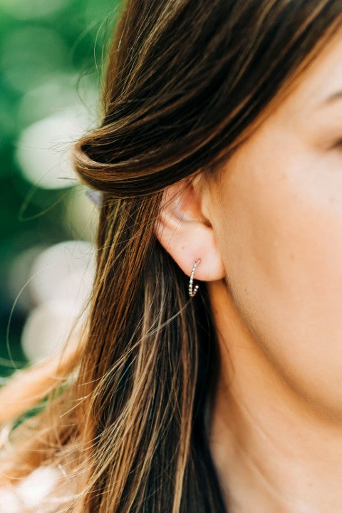 Silver Mini Hoop Pebble Studs