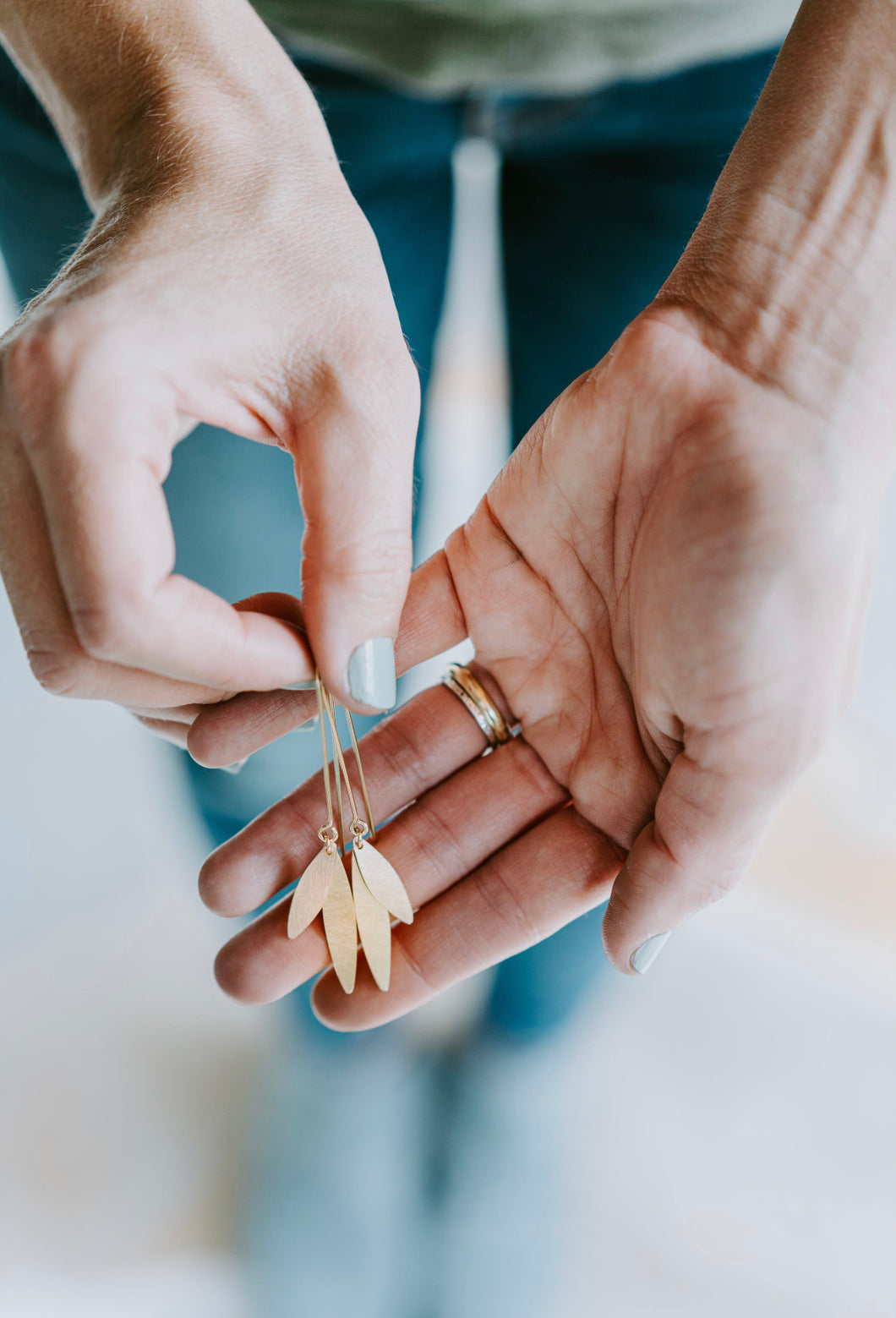 Golden Olive Branch Earrings